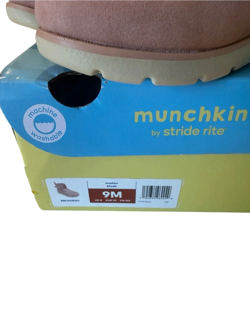 Munchkin by Stride Rite Avalon Blush Glitter Toddler Ankle Boots Pink Bow